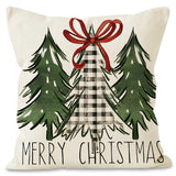 Green Christmas Pillow Cover Linen Printed Pillow Cover Holiday Living Room Bedroom Decoration Cushion Cover