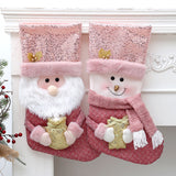 Christmas Decorations Pink Plush Christmas Socks Children's Candy Bag Creative Gift Bag Pendant