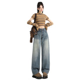 Women's Wide-Leg Jeans High-Waist Loose Drape Hip-Covering Straight Leg Pants