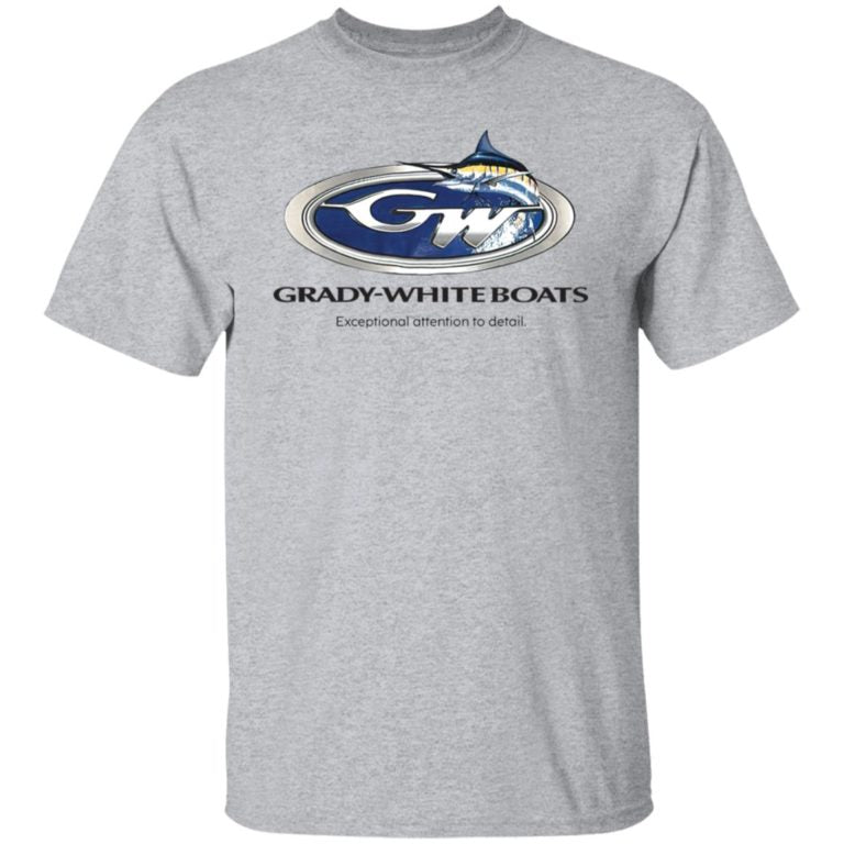 Gray t-shirt with Grady-White Boats logo on a white background