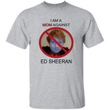 Gray t-shirt with a graphic and text against Ed Sheeran
