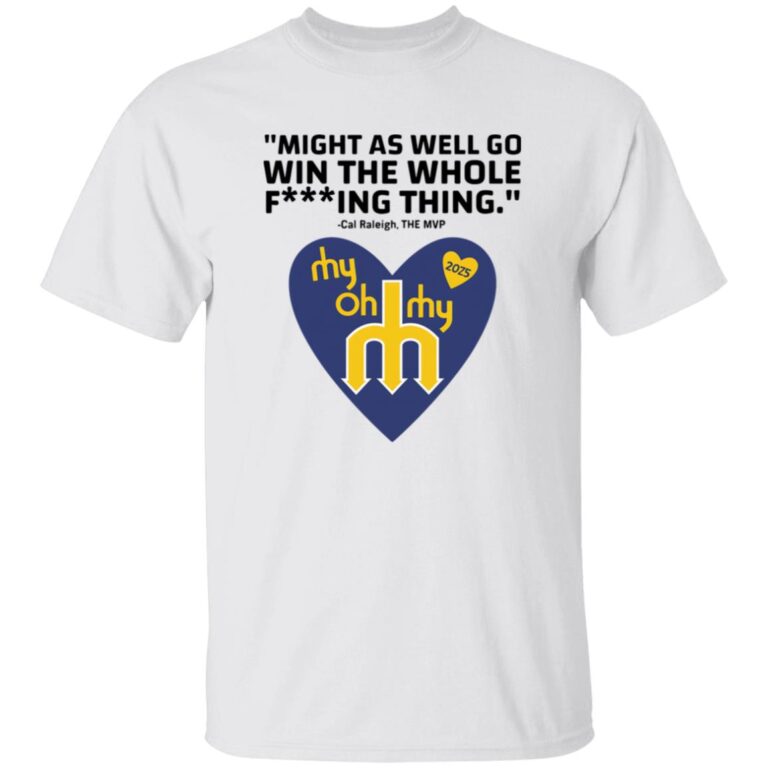 White t-shirt with graphic design and text on a white background