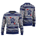 Pabst Blue Ribbon Snowing Christmas Ugly Sweater