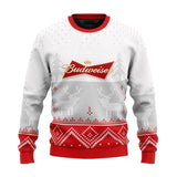 Personalized Budweiser Winter Reindeer Ugly Sweater