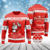 Personalized Budweiser with Claus Ugly Sweater