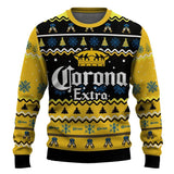 Personalized Corona Extra Pine Tree Snowing Christmas Ugly Sweater