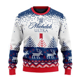 Personalized Michelob Ultra Reindeer Christmas Ugly Sweater