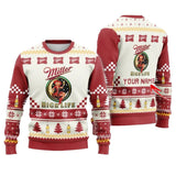 Personalized Miller High Life Christmas Star Ugly Sweater