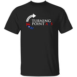 Black t-shirt with 'Turning Point USA' logo on a white background