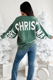 Fiery Red MERRY CHRISTMAS HO HO HO Drop Shoulder Loose Sweater