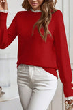Sleet Lace Trim Patchwork Buttoned Cuffs Loose Sweater