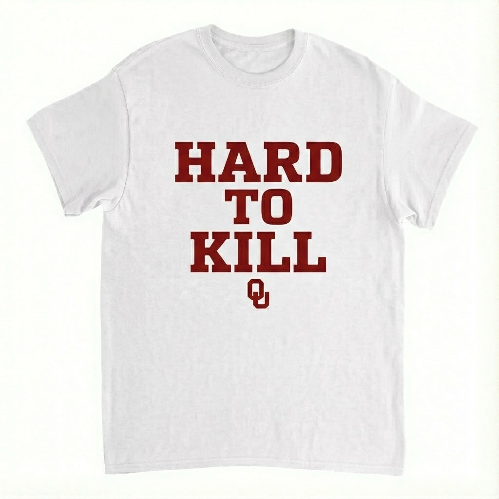 White t-shirt with 'Hard to Kill' text in red on a white background
