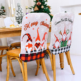 Christmas decoration linen cartoon faceless elderly chair cover forest grid Christmas chair decoration