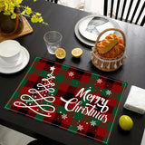 Santa Claus letter printed table mat Christmas restaurant white linen table mat living room dining table