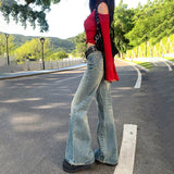 Women's High-Waisted Spicy Girl Flare Jeans Slimming Floor-Length Pants