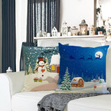 Christmas snowman linen pillowcase Christmas tree printed pillowcase bedroom sofa decorative cushion cover