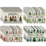 Christmas linen placemat Christmas tree print kitchen and restaurant decoration table mat