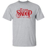 Gray t-shirt with 'Team Snoop' text in red on a white background