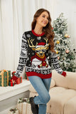 Christmas reindeer jacquard round neck knitted sweater top pullover sweater