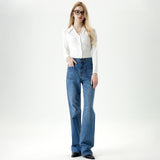 Loose Drape Straight Leg Jeans Women High Waist Slimming Wide Leg Floor-Length Pants