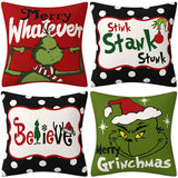 Grinch Christmas Pillow Cover Amazon Home Christmas Decoration Cushion Sofa Pillowcase