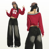 High Street  Washed Loose High-Waisted Wide-Leg Jeans for Women