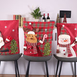 Christmas decoration red checkered snowman Santa Claus backrest cover creative linen chair backrest cover