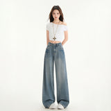 Women's Wide-Leg Niche Water-Washed Floor-Length Straight Pants