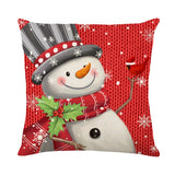 Christmas Day Pillowcase Linen Christmas Snowman Printed Home Pillowcase Living Room Sofa Cushion Cover