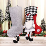 Christmas Day Decoration Red Black White Grid Faceless Forester Christmas Socks Dwarf Hanging Doll Candy Gift Bag