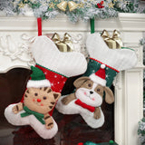 Christmas Day Decorative Socks Creative Cartoon Cat Dog Pattern Bone Socks Christmas Tree Hanging Decoration Holiday Supplies
