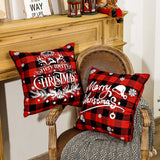 Christmas decoration red linen checkered Christmas square pillow cover sofa cushion cover without pillow core