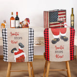 Christmas decoration, printed chimney, elderly chair cover, red and black checkered chair cover, backrest decoration