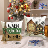 Green Christmas tree pillowcase linen snowflake letter printed pillowcase holiday party decoration cushion cover