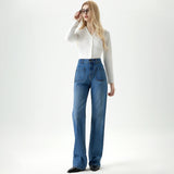 Loose Drape Straight Leg Jeans Women High Waist Slimming Wide Leg Floor-Length Pants