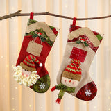 3D Linen Splicing Cartoon Christmas Socks Christmas Decorations Gift Pendants