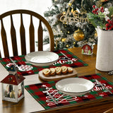 Santa Claus letter printed table mat Christmas restaurant white linen table mat living room dining table