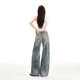 Women's Pants Leopard Print Design Wide Leg Jeans Clean Fit Loose Casual Straight Leg Trousers