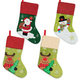 Christmas Socks Gift Bag Linen Santa Claus Embroidery Christmas Socks Christmas Gifts Christmas Pendants