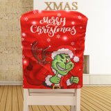 Christmas Restaurant Decoration Greentown Thief Green Green Hair Monster Red Fabric Chair Cover New Back Cover