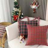 Christmas Grid Pillow Cover Bedhead Bed Bedside Sofa Living Room Cushion
