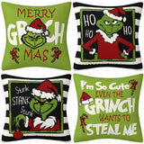 Greentown Cartoon Printed Christmas Pillow Cover Home Furnishings Cushion Sofa Pillowcase