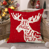 Christmas deer print pillow cover linen pillowcase holiday sofa cushion waist pillowcase home