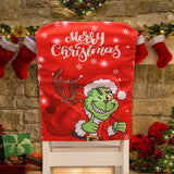 Christmas Restaurant Decoration Greentown Thief Green Green Hair Monster Red Fabric Chair Cover New Back Cover