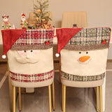 Christmas Chair Cover Christmas Home Decoration Cartoon Old Man with Hat Snowflake Chair Cover