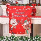 Christmas Home Decoration Cartoon Elderly Elk Printed Chair Cover Red Chair Chair Chair Cover Back Cover