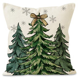 Green Christmas tree pillowcase linen snowflake letter printed pillowcase holiday party decoration cushion cover