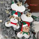 Christmas Day Decorative Socks Creative Cartoon Cat Dog Pattern Bone Socks Christmas Tree Hanging Decoration Holiday Supplies