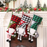Christmas Day Decoration Red Black White Grid Faceless Forester Christmas Socks Dwarf Hanging Doll Candy Gift Bag