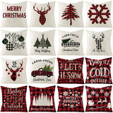 Christmas Pillow with Red Letter Elk Printed Cushion Cover and Linen Pillow Cover
